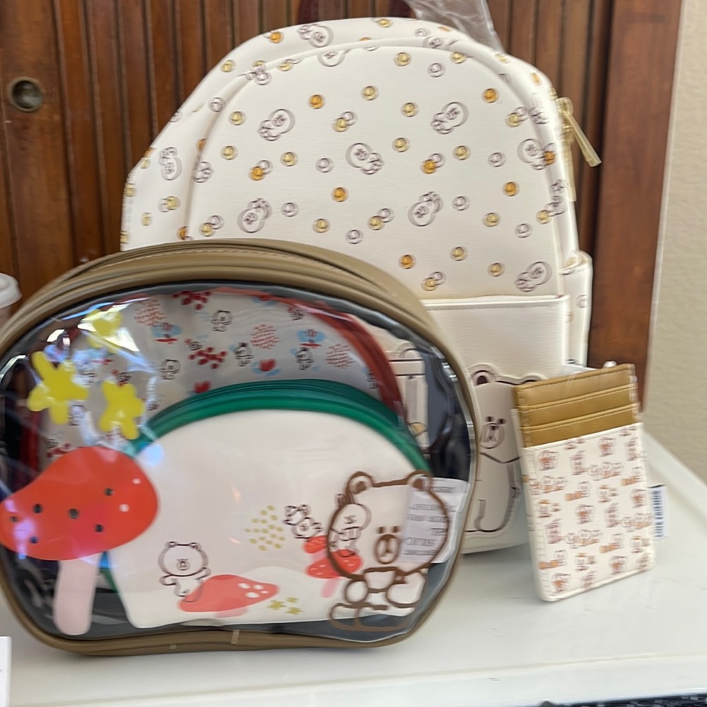 Line friends mini backpack set